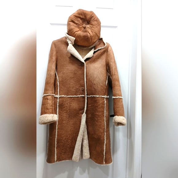 🩷 Sheepskin Women's Coat & matching hat Shearling. - Picture 3 of 14